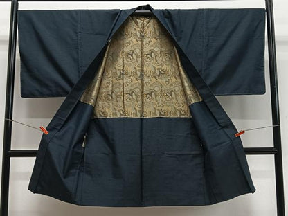 平和屋着物∞男性　長羽織　紬地　霞文　正絹　逸品　未使用　CABE4979ua