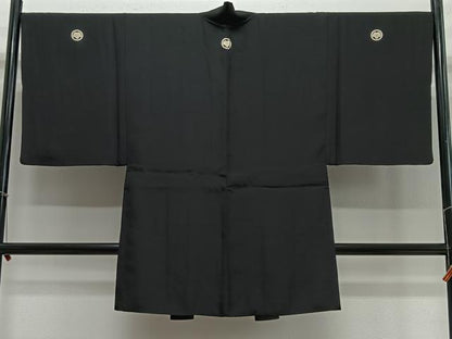 平和屋着物∞男性　長羽織　黒紋付　正絹　逸品　CABE4980ua