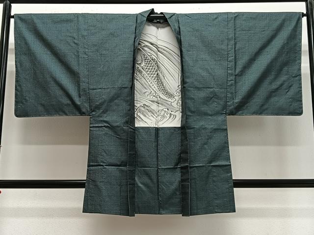平和屋着物∞男性　長羽織　本場大島紬　100亀甲　総詰め　正絹　逸品　未使用　CABE4981ua