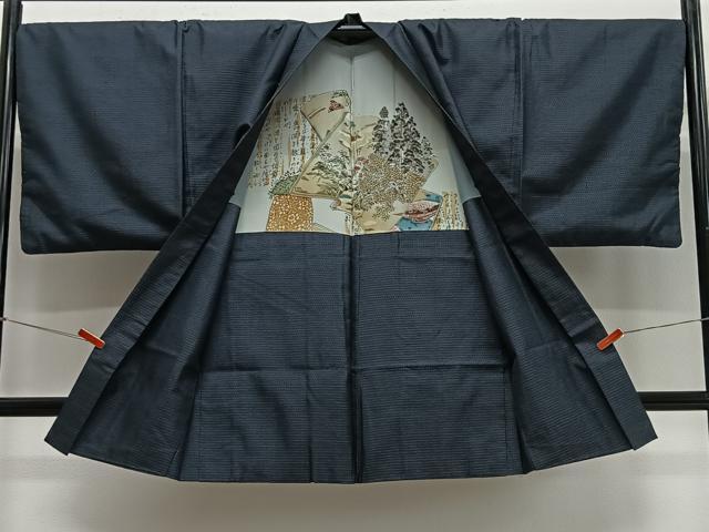 平和屋着物∞男性　長羽織　本場大島紬　80亀甲　総詰め　正絹　逸品　CABE4982ua
