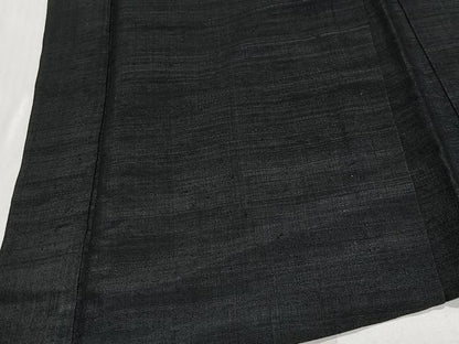 平和屋着物∞男性　長羽織　紬地　暗黒色　正絹　逸品　CABE4987ua