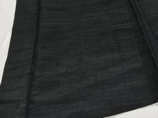 平和屋着物∞男性　長羽織　紬地　暗黒色　正絹　逸品　CABE4987ua