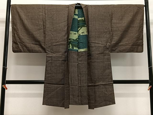 平和屋着物∞男性　長羽織　本場大島紬　絣文様　正絹　逸品　CABE4989ua