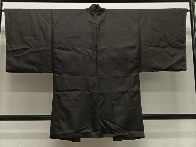 平和屋着物∞男性　長羽織　赤墨色　羽裏：龍　正絹　逸品　CABE4996ua