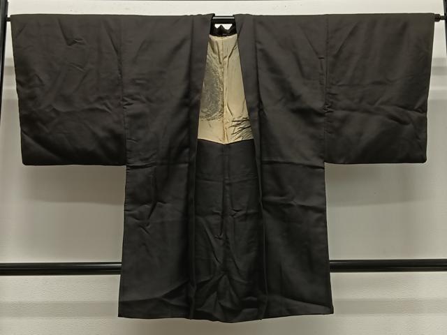 平和屋着物∞男性　長羽織　赤墨色　羽裏：龍　正絹　逸品　CABE4996ua