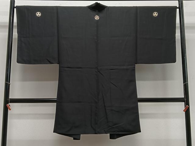 平和屋着物∞男性　長羽織　黒紋付　羽裏　絵巻文　正絹　逸品　CABE4998ua
