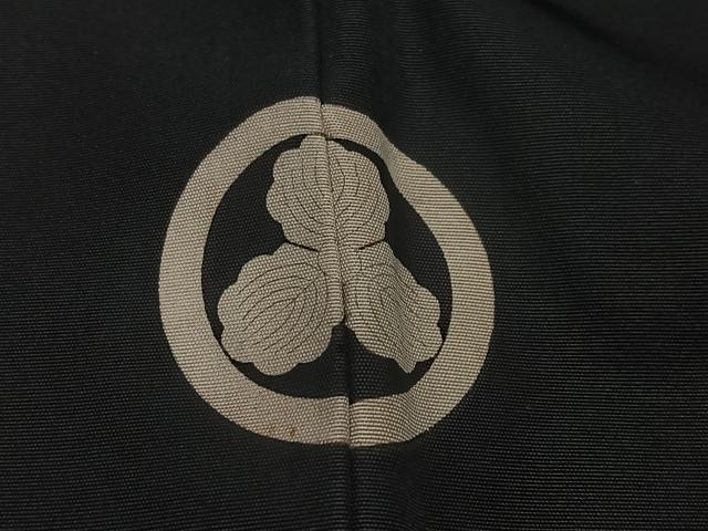 平和屋着物∞男性　長羽織　黒紋付　羽裏　絵巻文　正絹　逸品　CABE4998ua