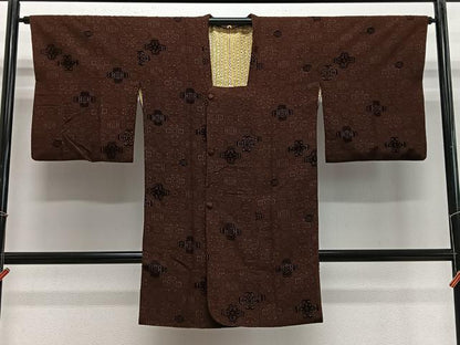 平和屋着物∞道行コート　輪奈ビロード　舞花文　ロング丈　正絹　逸品　CABE5000ua