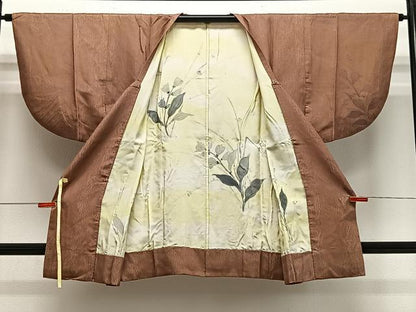 平和屋着物∞道行コート　枝葉文　正絹　逸品　CABE5001ua