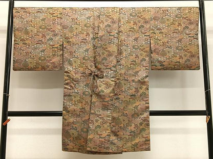 平和屋着物∞道中着　お召地　草花文　ロング丈　正絹　逸品　CABE5006ua