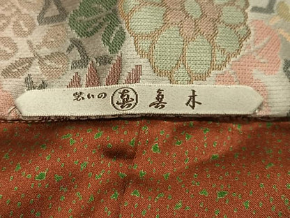 平和屋着物∞道中着　お召地　草花文　ロング丈　正絹　逸品　CABE5006ua