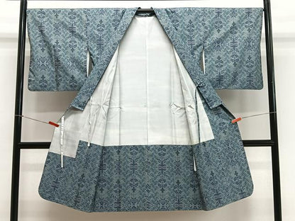 平和屋着物∞道中着　本場大島紬　7マルキ　花唐草文　ロング丈　正絹　逸品　CABE5008ua
