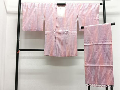 平和屋着物＃道行コート　ふくれ織　斜線文　ショール付き　鈴乃屋扱い　正絹　逸品　未使用　CABE5017ua