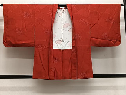 平和屋着物＃羽織　地紋起こし　幾何学花文　正絹　逸品　CABE5022ua