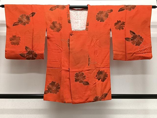 平和屋着物＃道行コート　地紋起こし　草花文　正絹　逸品　CABE5026ua