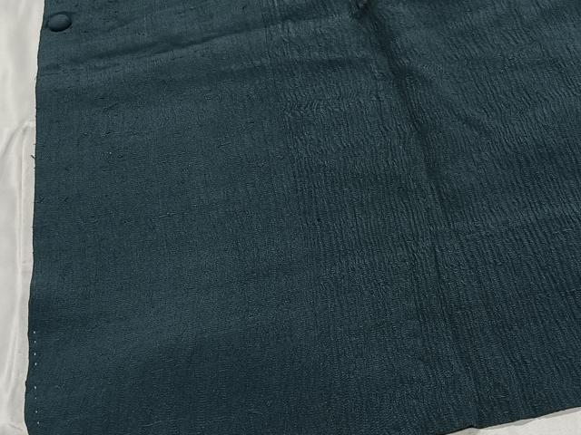 平和屋着物＃道行コート　単衣　御召縮緬　高麗納戸色　正絹　逸品　CABE5028ua