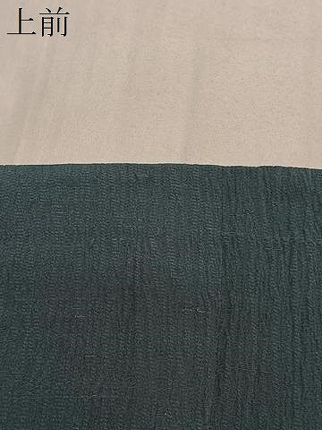 平和屋着物＃道行コート　単衣　御召縮緬　高麗納戸色　正絹　逸品　CABE5028ua