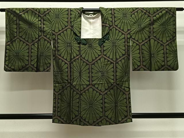 平和屋着物＃道行コート　本場大島紬　亀甲花文　正絹　逸品　CABE5029ua