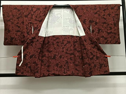 平和屋着物＃道行コート　ふくれ織　花鳥文　正絹　逸品　CABE5030ua