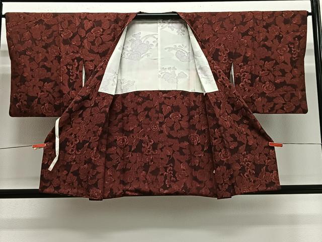 平和屋着物＃道行コート　ふくれ織　花鳥文　正絹　逸品　CABE5030ua