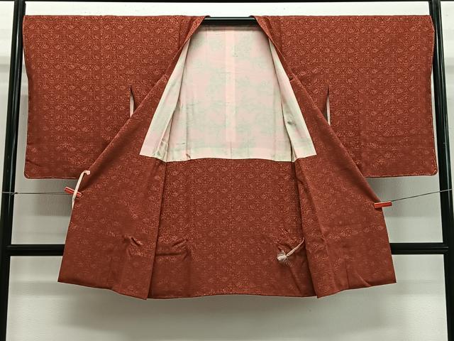 平和屋着物＃道行コート　輪奈ビロード　花唐草文　ロング丈　正絹　逸品　未使用　CABE5031ua