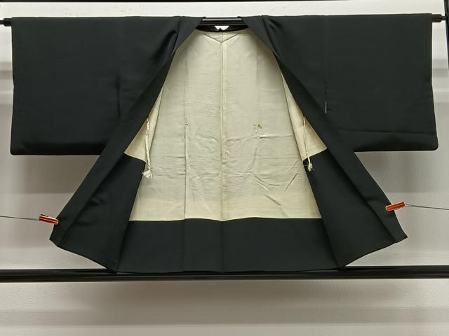 平和屋着物＃羽織　寿光織　枯山水　黒地　金糸　正絹　逸品　CABE5038ua