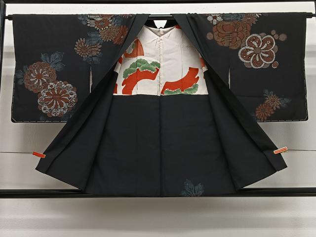 平和屋着物＃羽織　寿光織　舞花文　黒地　金銀糸　正絹　逸品　未使用　CABE5040ua