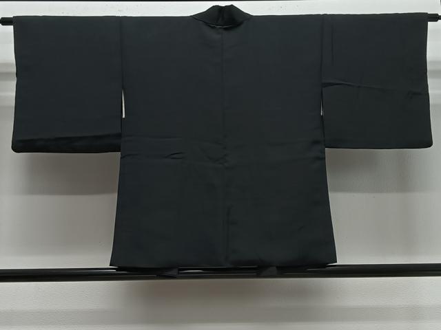 平和屋着物＃羽織　草花地紋　黒地　銀通し地　正絹　逸品　CABE5043ua