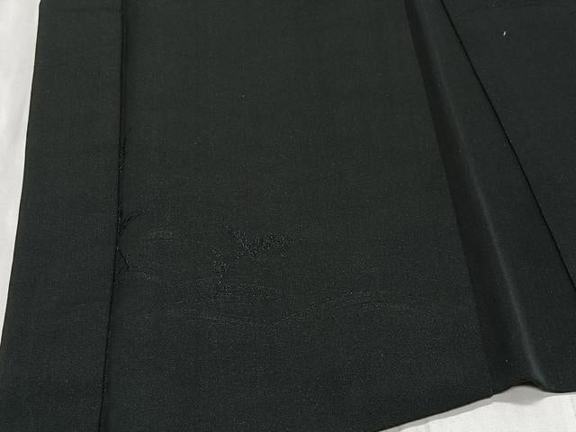 平和屋着物＃羽織　草花地紋　黒地　銀通し地　正絹　逸品　CABE5043ua