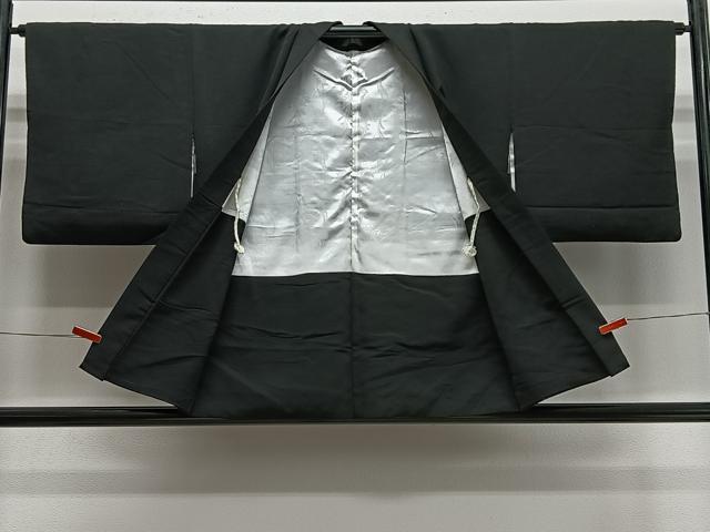 平和屋着物＃羽織　寿光織　人物風景文　黒地　金糸　正絹　逸品　CABE5044ua