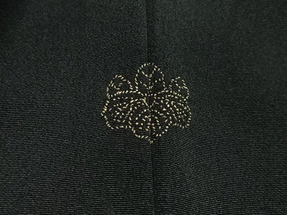 平和屋着物＃羽織　総刺繍　草花文　黒地　正絹　逸品　CABE5045ua