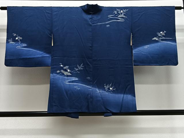 平和屋着物＃羽織　流水草花文　暈し染め　正絹　逸品　CABE5049ua