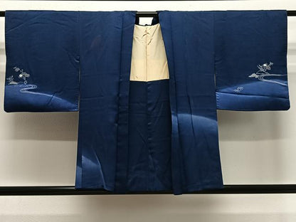 平和屋着物＃羽織　流水草花文　暈し染め　正絹　逸品　CABE5049ua