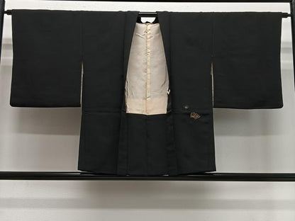 平和屋着物＃羽織　寿光織　地紙吉祥文　黒地　金銀糸　正絹　逸品　CABE5066ua