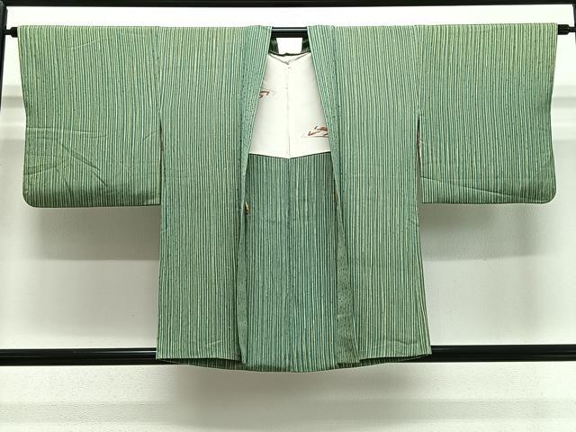 平和屋着物＃羽織　ろうけつ染　縞　正絹　逸品　CABE5070ua