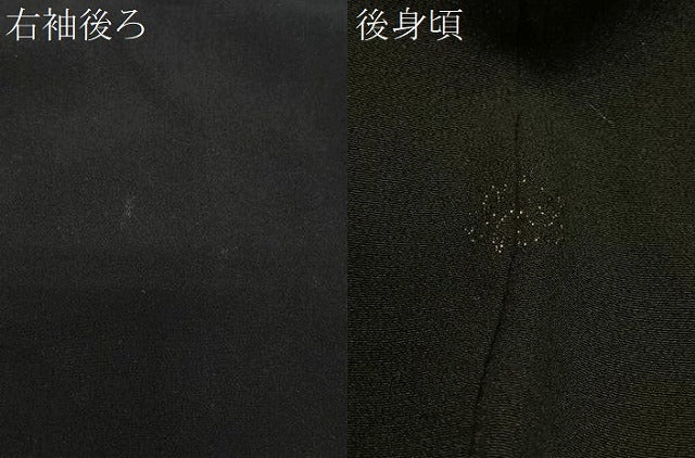 平和屋着物＃羽織　寿光織　草花文　黒地　金糸　正絹　逸品　CABE5072ua