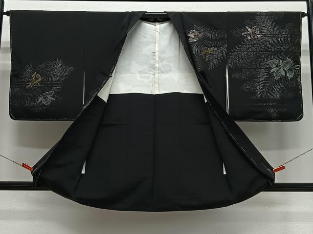 平和屋着物＃羽織　寿光織　草花文　黒地　金銀糸　正絹　逸品　未使用　CABE5078ua