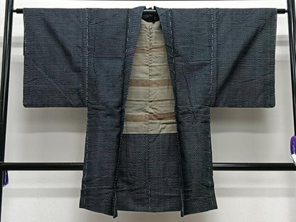 平和屋着物∞男性　長羽織　紬地　吉祥文　正絹　逸品　CABE5087ua