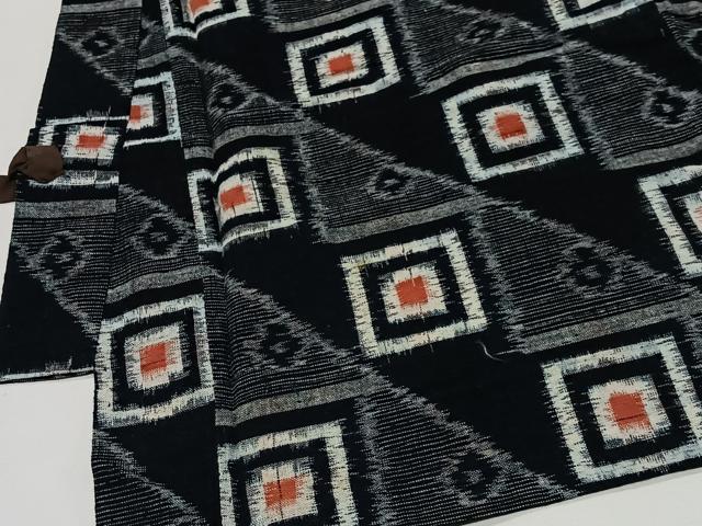 平和屋着物∞久留米絣　道中着　単衣　幾何学文　綿　逸品　CABE5088ua