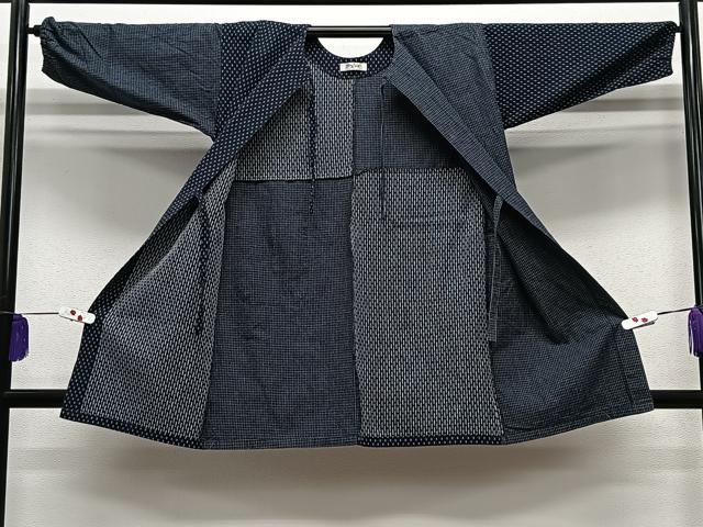 平和屋着物∞久留米絣　単衣　和装コート　市松文　綿　逸品　CABE5089ua