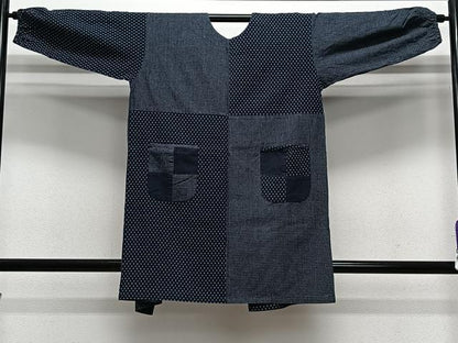 平和屋着物∞久留米絣　単衣　和装コート　市松文　綿　逸品　CABE5089ua