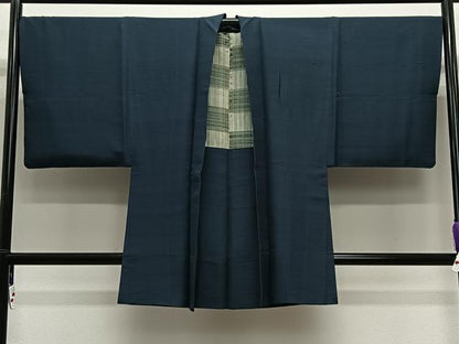 平和屋着物∞男性　長羽織　紬地　褐返色　正絹　逸品　CABE5090ua