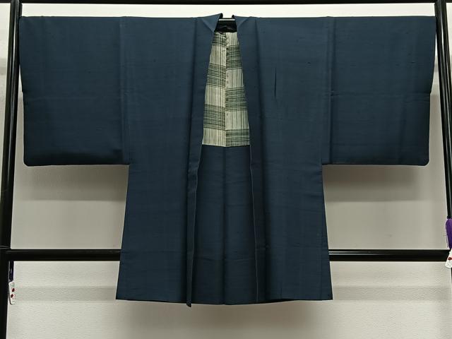 平和屋着物∞男性　長羽織　紬地　褐返色　正絹　逸品　CABE5090ua