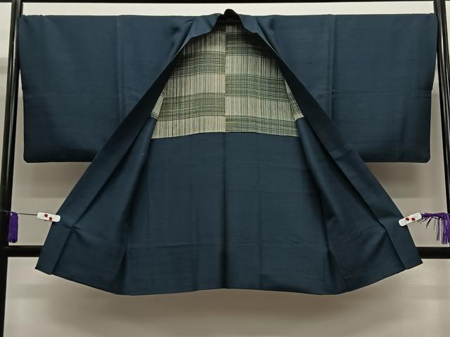 平和屋着物∞男性　長羽織　紬地　褐返色　正絹　逸品　CABE5090ua