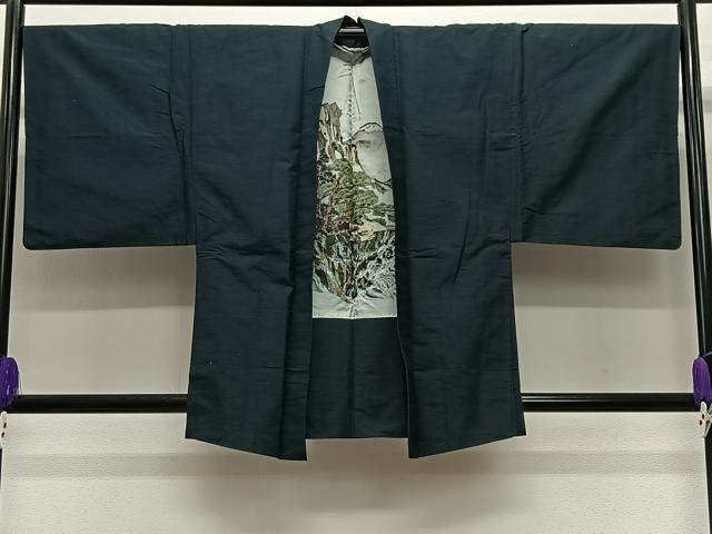 平和屋着物∞男性　羽織　紬地　百入茶色　正絹　逸品　CABE5093ua