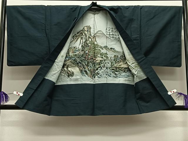 平和屋着物∞男性　羽織　紬地　百入茶色　正絹　逸品　CABE5093ua