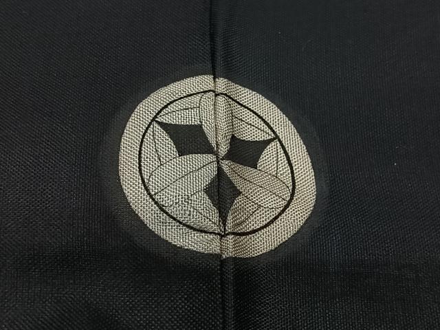 平和屋着物∞男性　長羽織　黒紋付　羽裏：風景文　正絹　逸品　CABE5101ua
