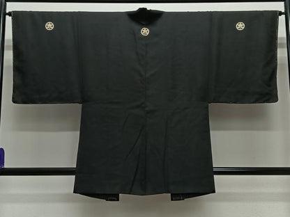 平和屋着物∞男性　羽織　黒紋付　羽裏：風景文　正絹　逸品　未使用　CABE5106ua