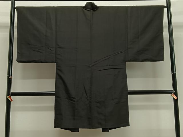 平和屋着物∞男性　長羽織　色無地　暗黒色　正絹　逸品　CABE5110ua