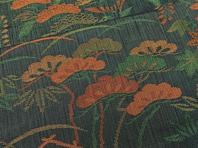 平和屋着物∞道中着　お召地　草花文　ロング丈　正絹　逸品　CABE5118ua